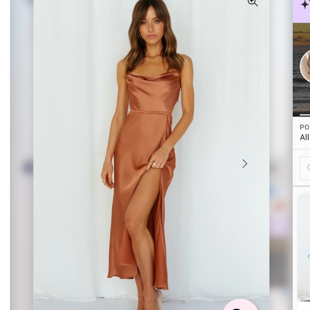 STAND ON MY OWN MIDI DRESS RUST - Picture 1 of 2